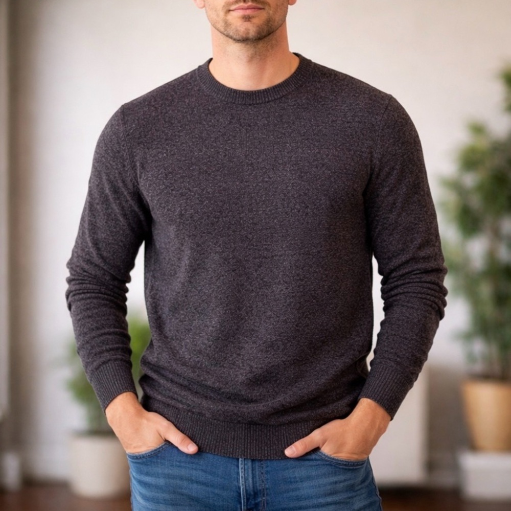 NWT Men's IZOD Marled Crewneck Sweater, black/gray, size Med…